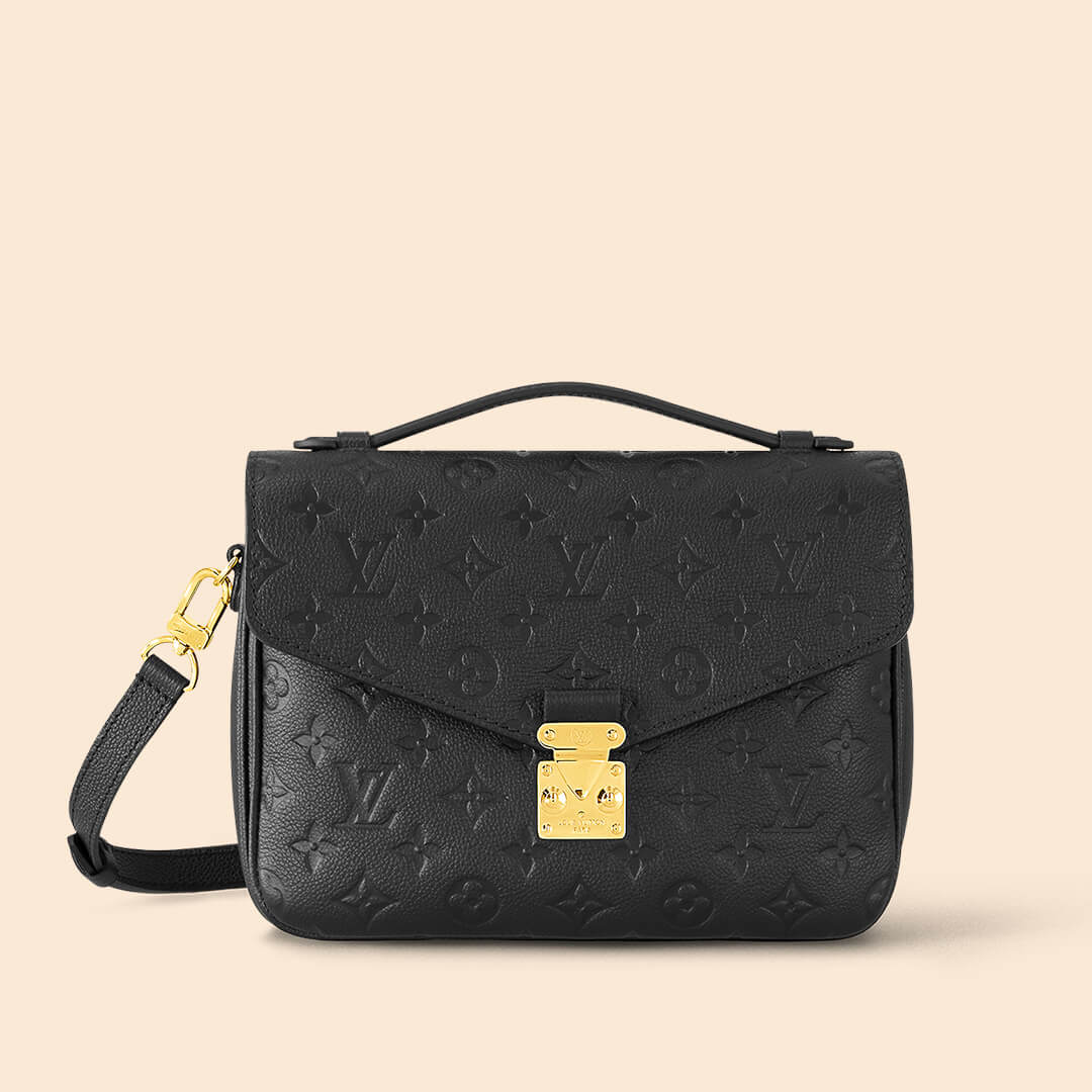 LV - Embossed Monogram Black Leather Pochette Women's Shoulder Bag